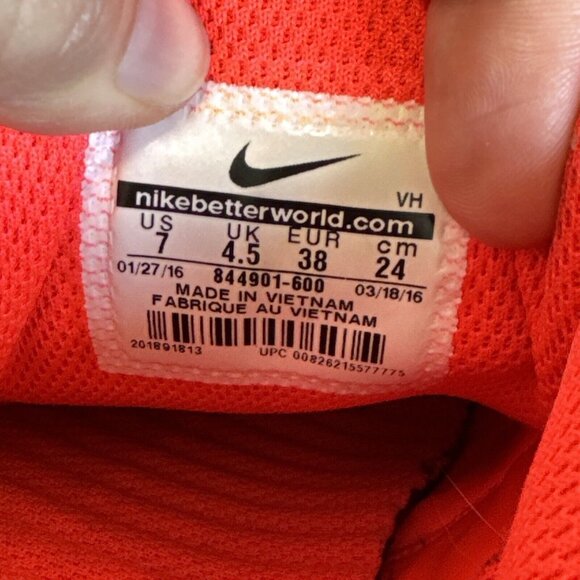 Womens NIKE MD RUNNER‎ 2 LOW Orange Coral Maroon Trainers 844901 600 Size 7 - Picture 6 of 13
